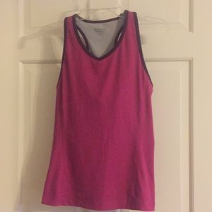 Stretchy compression fabric tank top w/ racer back